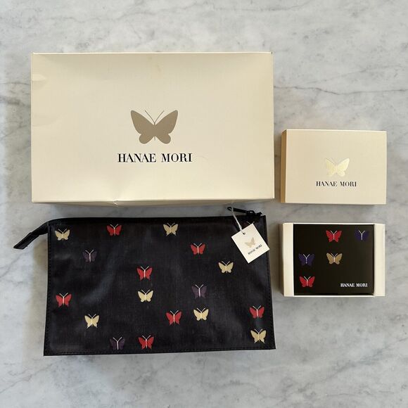 Vintage New Mori Hanae Butterly Cosmetic Travel Pouch Bag Sewing Kit Japan Rare! - Picture 1 of 16